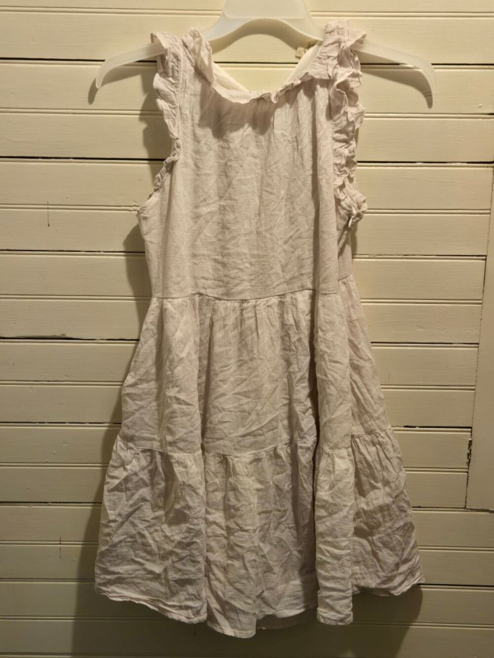 Listicle Dress Womens M White Tiered Ruffle Sleeveless Cotton Summer Boho Aline
